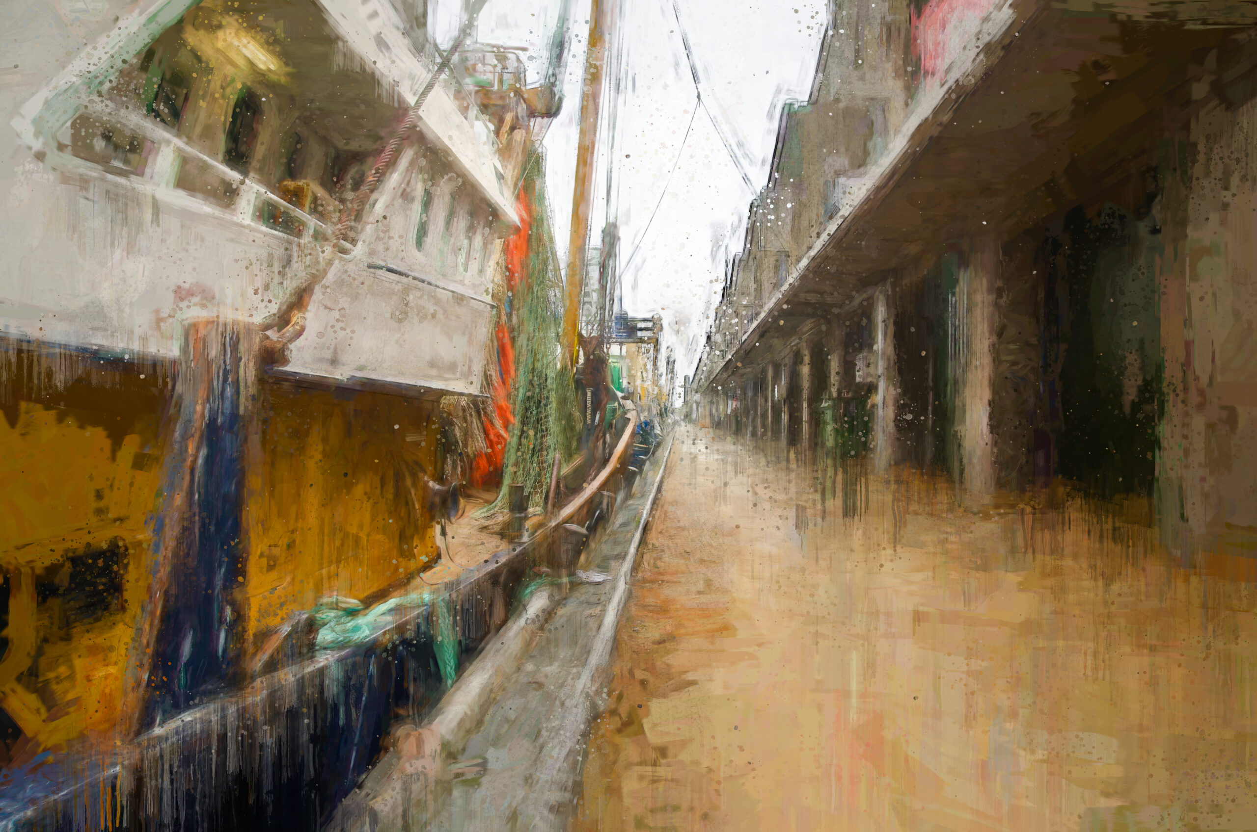Scheveningen Docks Painted