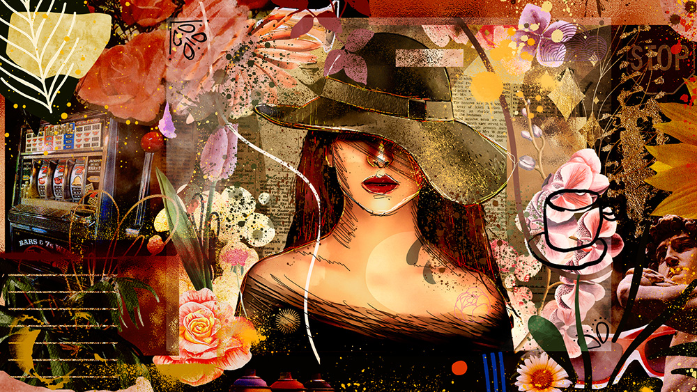 Vintage Mixed Media portrait an NFT in 16:9 format great on TV's or Meural digital art frame.