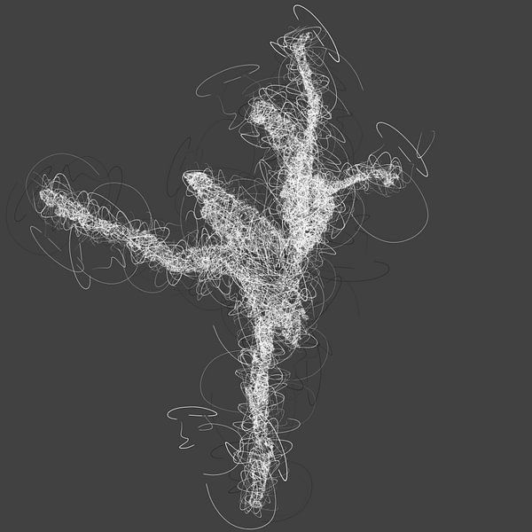 Scrawled drawing of a ballerina on pointe