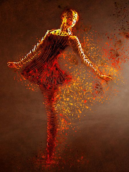 Red ballerina in expressionism