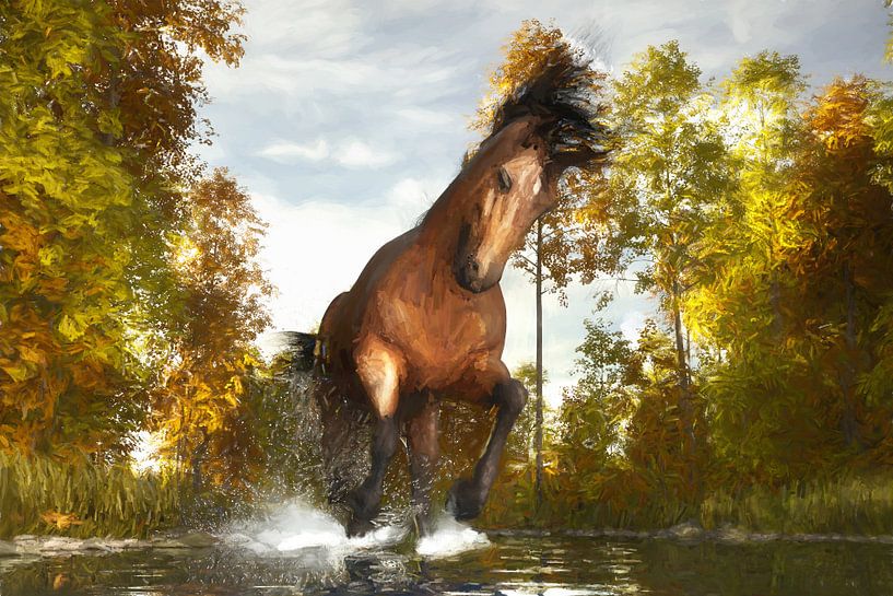 Painted running horse