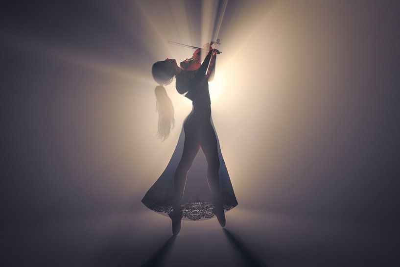 Violin playing in the light