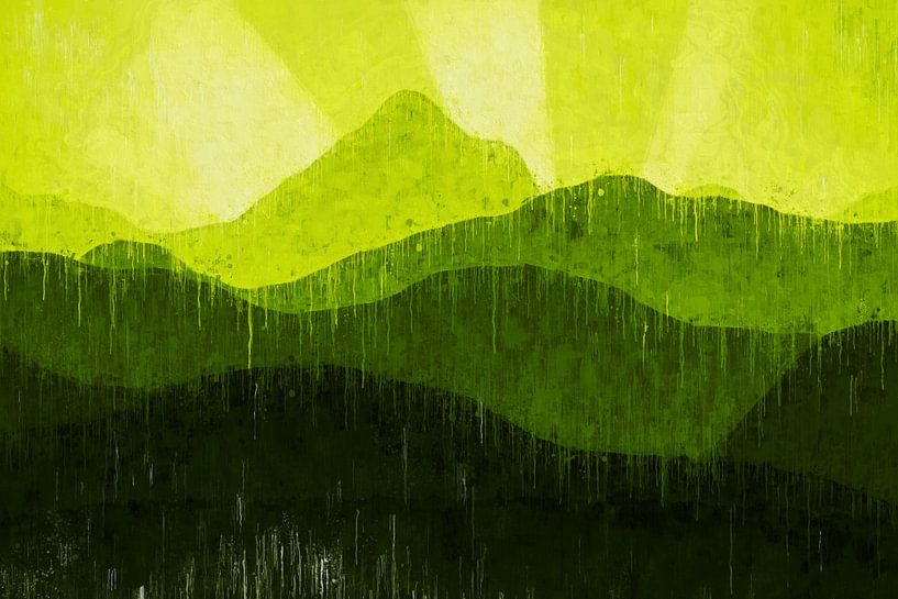 Green mountains in the rising sun
