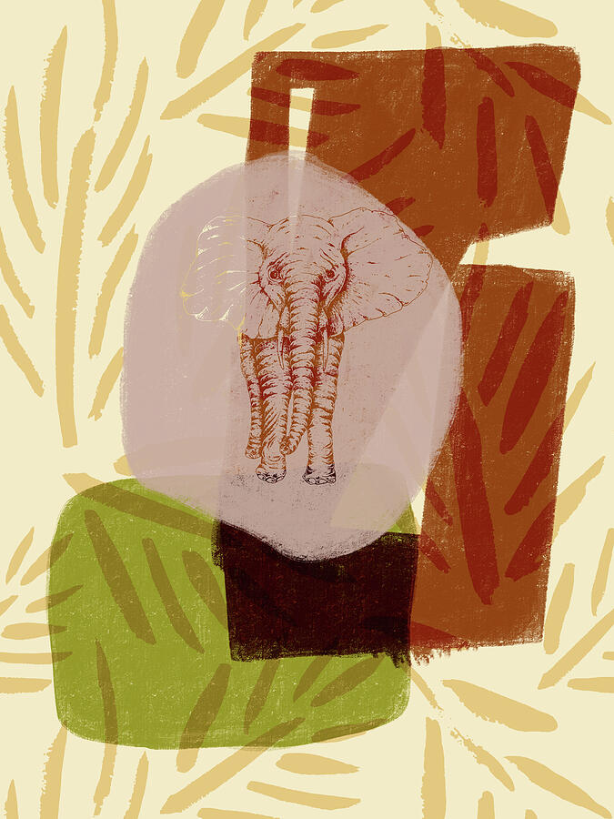 Abstract Africa  Elephant in Shapes by Arjen Roos