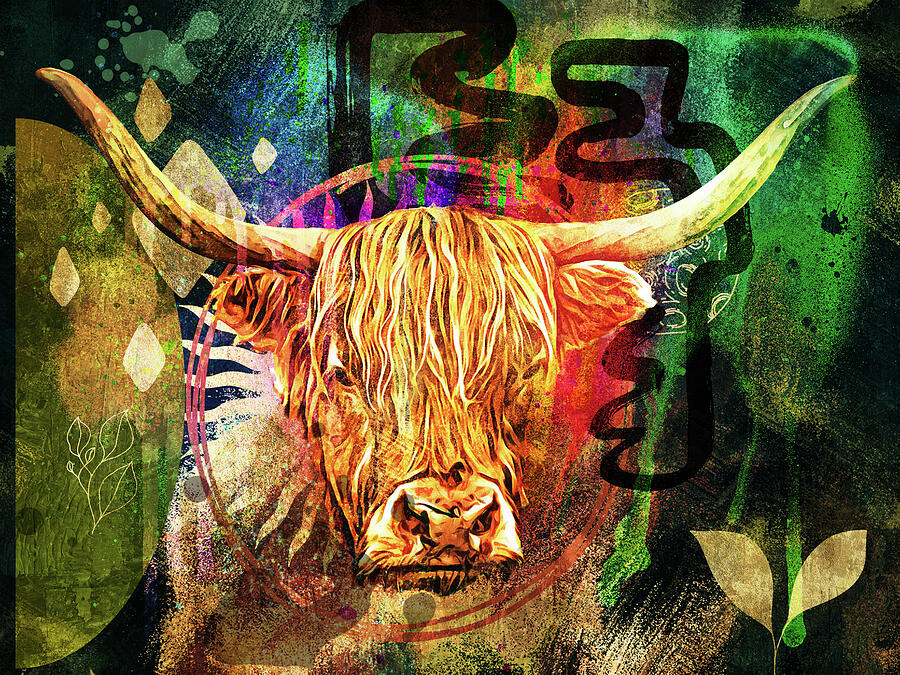 Colorful Highland Cow by Arjen Roos