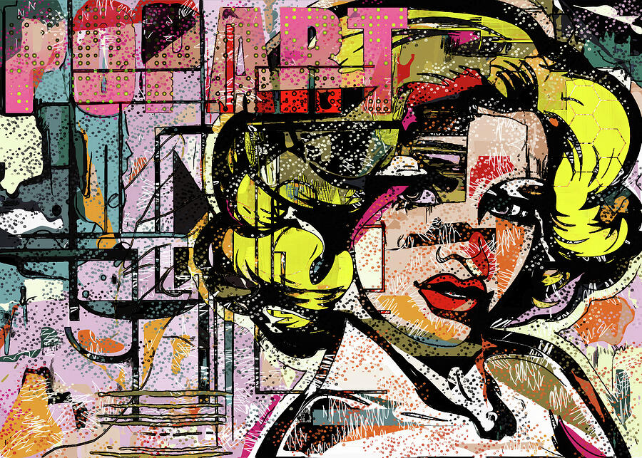 Bold Blonde Muse in Pop Art Style by Arjen Roos