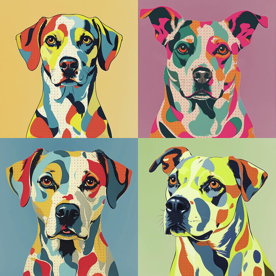 Colorful Pop Art Dog Portraits in Warhol Style by Arjen Roos