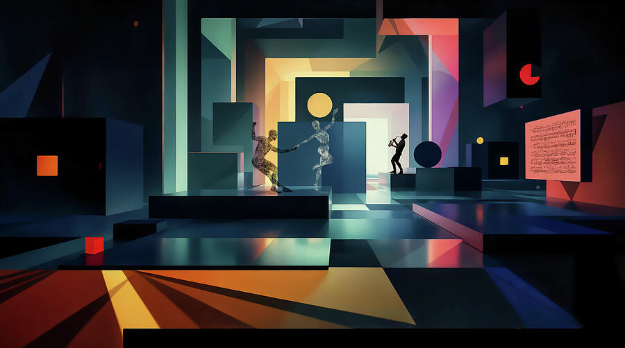 Dancers and Music in Abstract Light by Arjen Roos