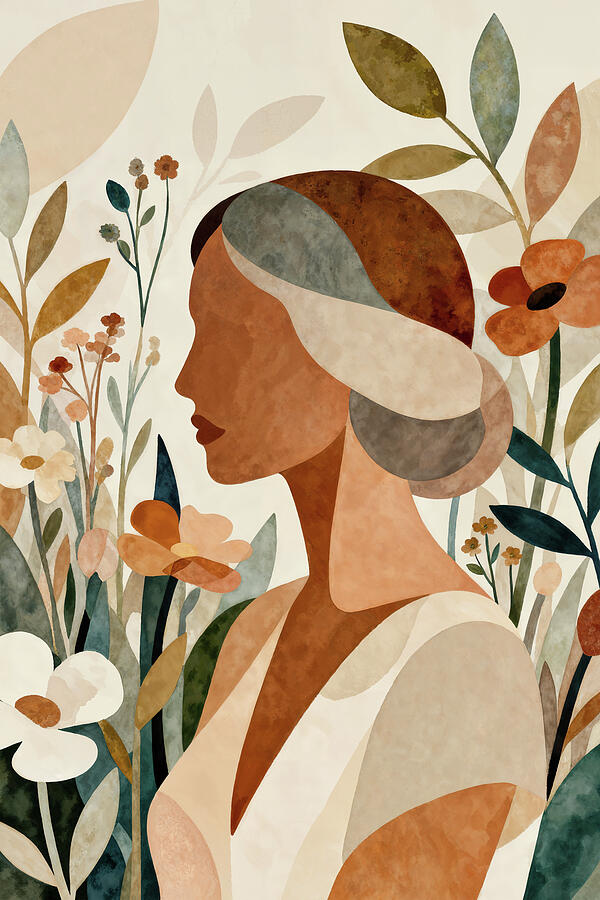 Boho Chic Portrait Among Wildflowers in Earth Tones by Arjen Roos