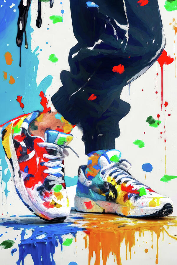 Painted Sneakers Street Art Style by Arjen Roos