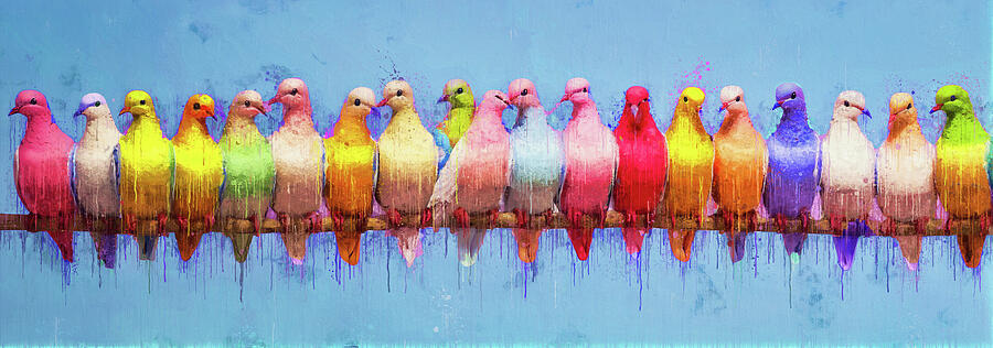Colorful Doves of Peace and Inclusion by Arjen Roos