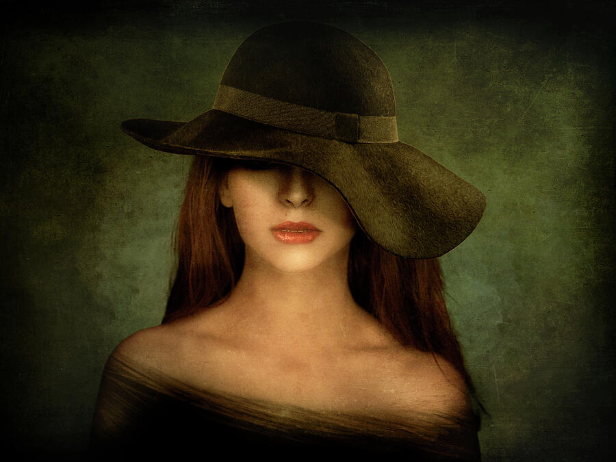 Mysterious Lady in Vintage Hat Portrait by Arjen Roos