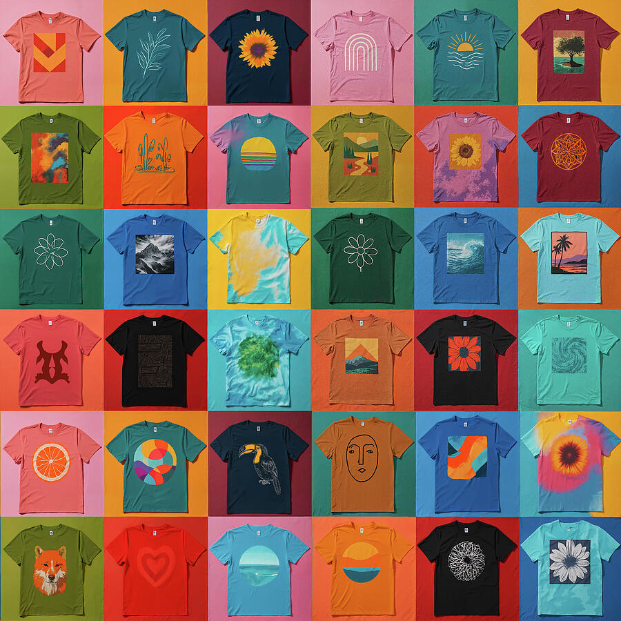Colorful Pop Art T Shirt Collage in Warhol Style by Arjen Roos